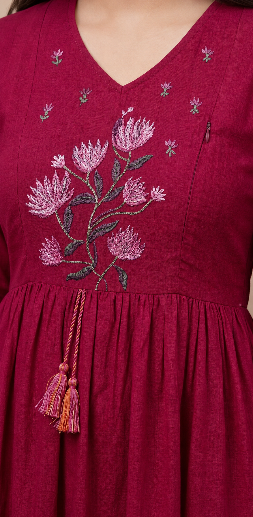 Pink feeding maternity kurti - maternity dress -Best Moms