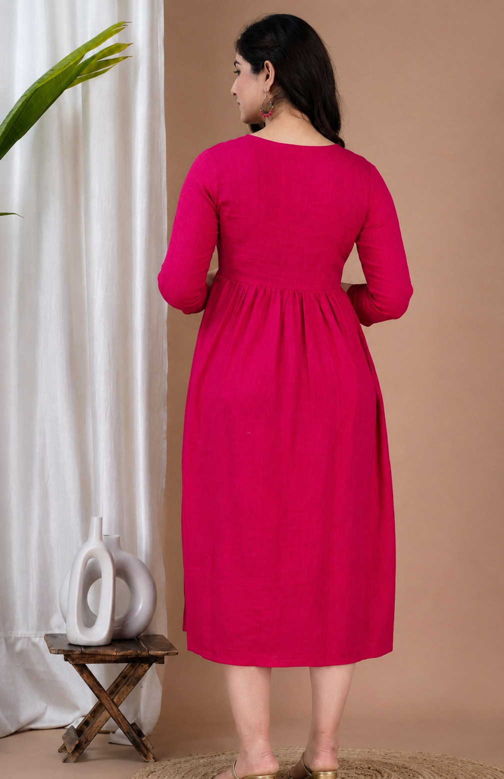Pink feeding maternity kurti - maternity dress -Best Moms