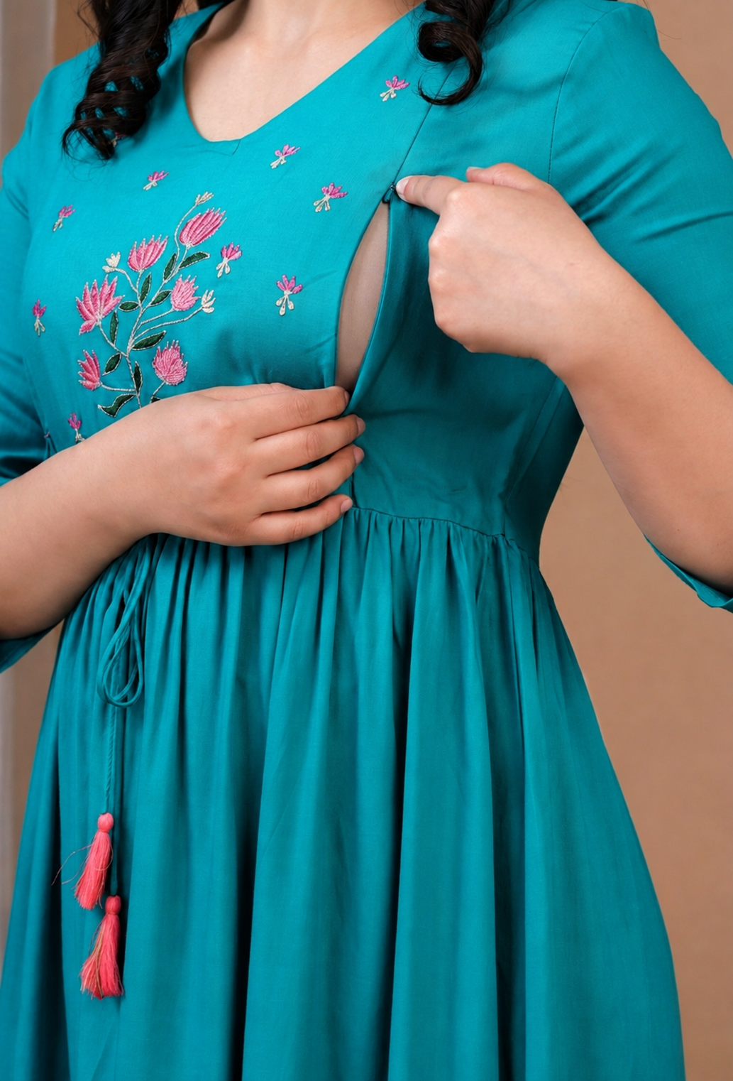 Sky Blue feeding maternity kurti - maternity dress -Best Moms