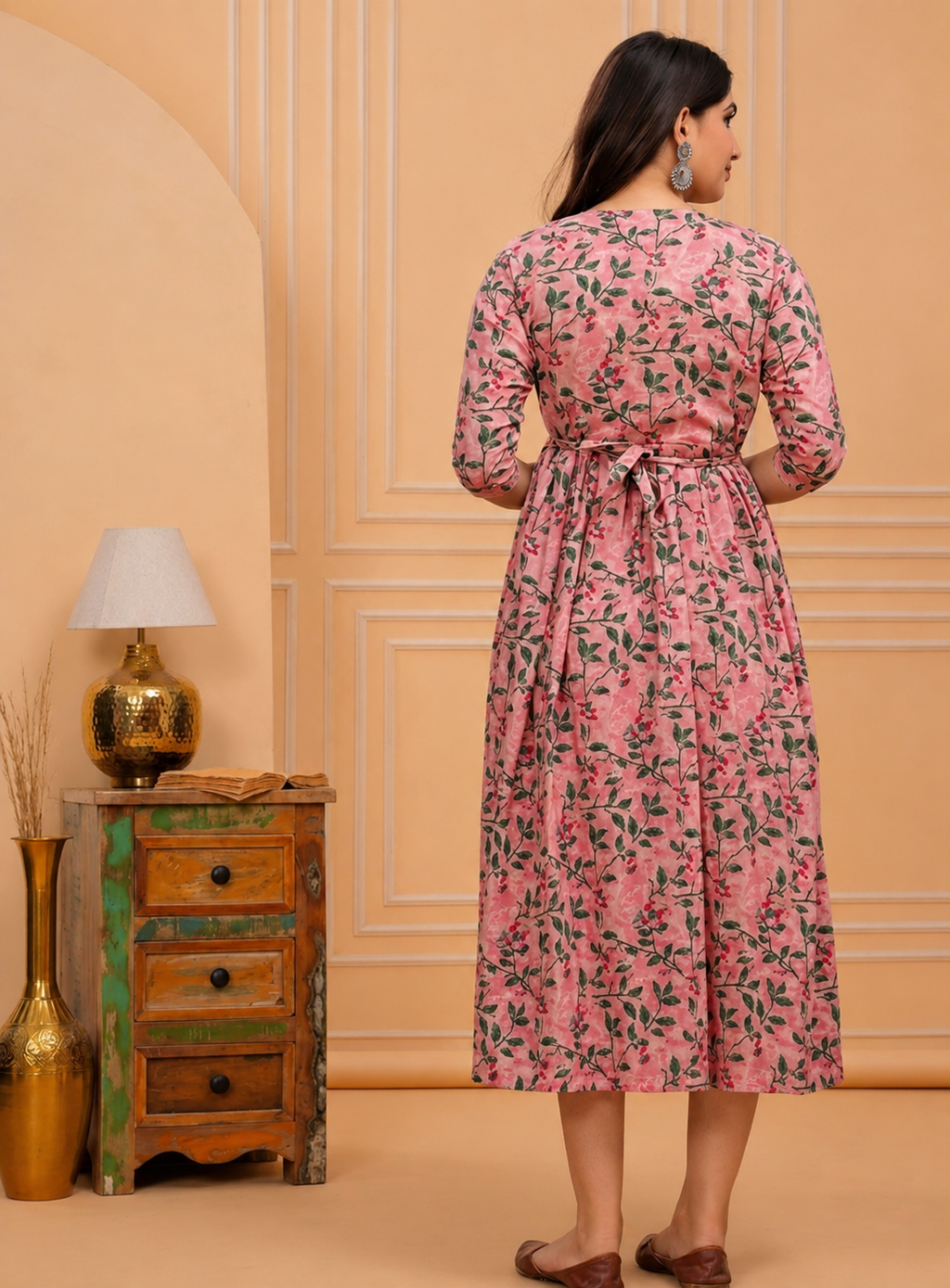 Best Moms Pure Cotton Printed Maternity & Feeding Gown