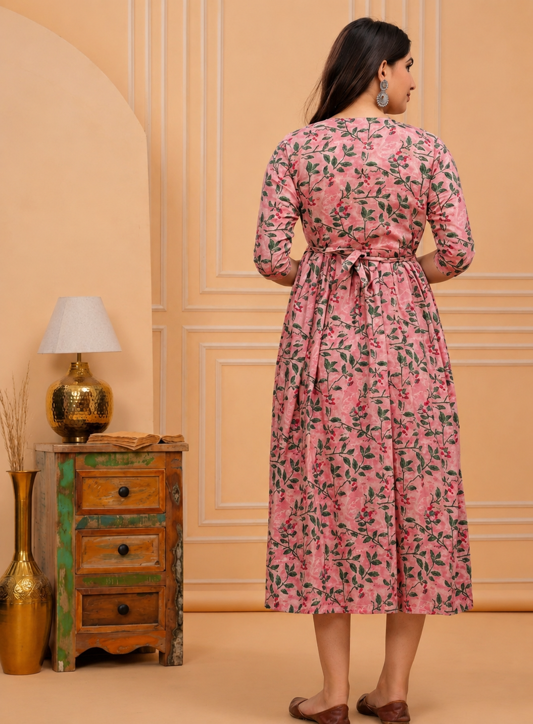 Best Moms Pure Cotton Printed Maternity & Feeding Gown