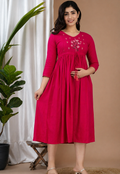 Pink feeding maternity kurti - maternity dress -Best Moms